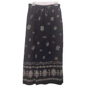 Bohemian A-line Skirt Women's Size M Flowy Black Tan Aztec Print